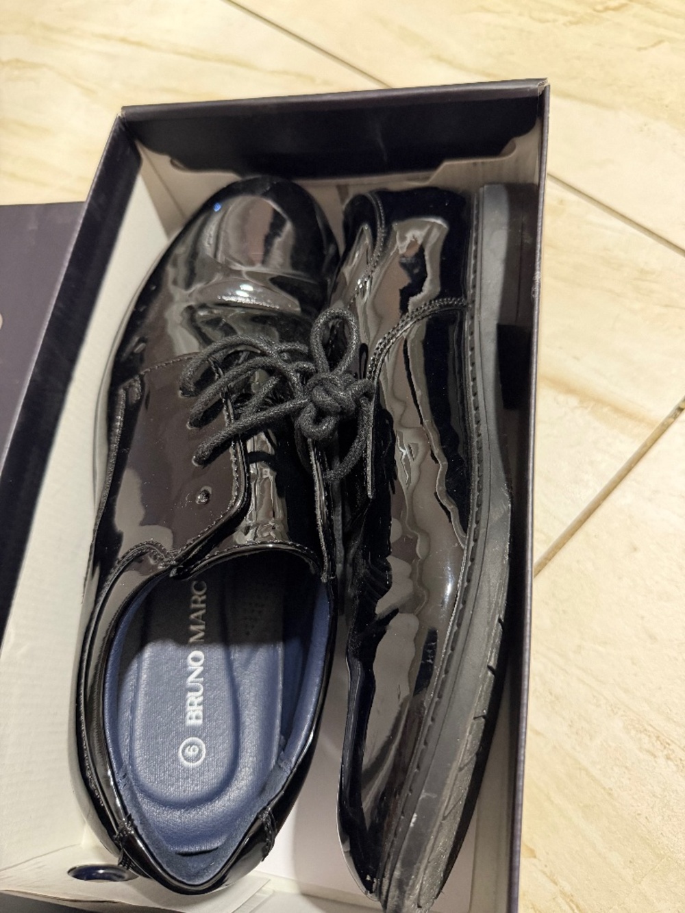Bruno Marc patent leather black dress shoes